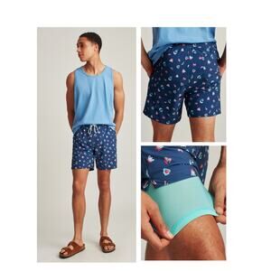 New Bonobos Riviera Recycled Swim Trunks Navy Sketch Floral Shorts - Size XL